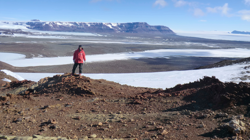 Brandon Peecook prospecting in Antarctica.